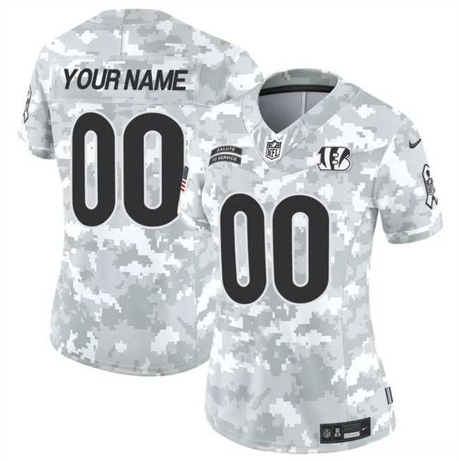 Womens Cincinnati Bengals Active Player Custom 2024 F.U.S.E Arctic Camo Salute To Service Limited Stitched Football Jersey(Run Small)->customized nfl jersey->Custom Jersey